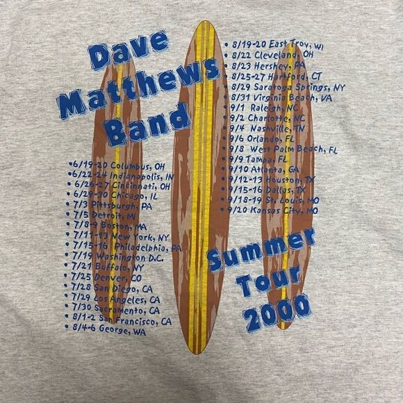 Delta Apparel, INC. Men's Dave Matthews Band Local Crew Summer Tour 2000 Gray XL - Picture 4 of 6